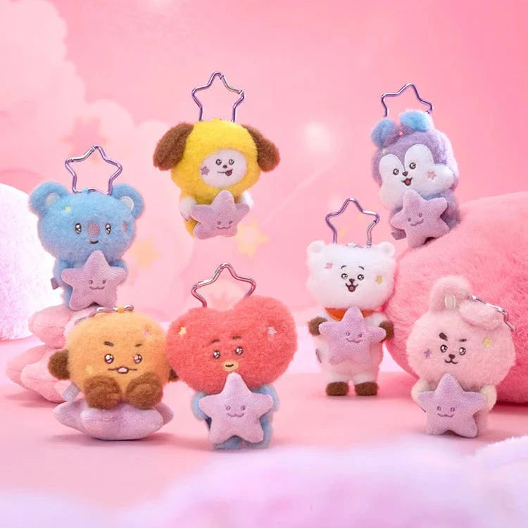 THE JOURNEY PURPLE STAR PLUSH KEYRING BT21