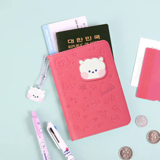 PASSPORT CASE LEATHER PATCH MININI BT21