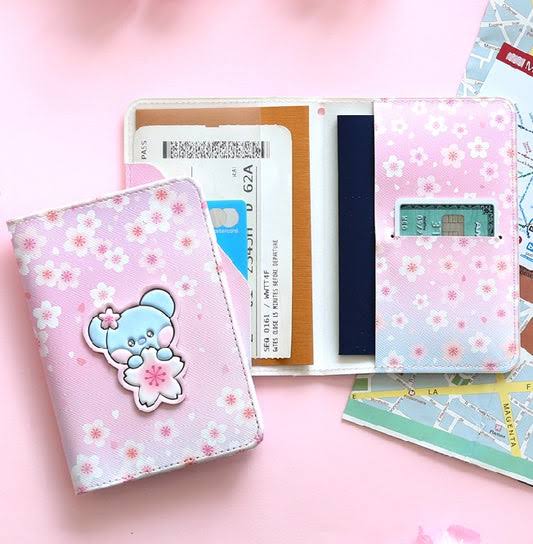 [CHERRY BLOSSOM] PASSPORT CASE LEATHER PATCH BT21